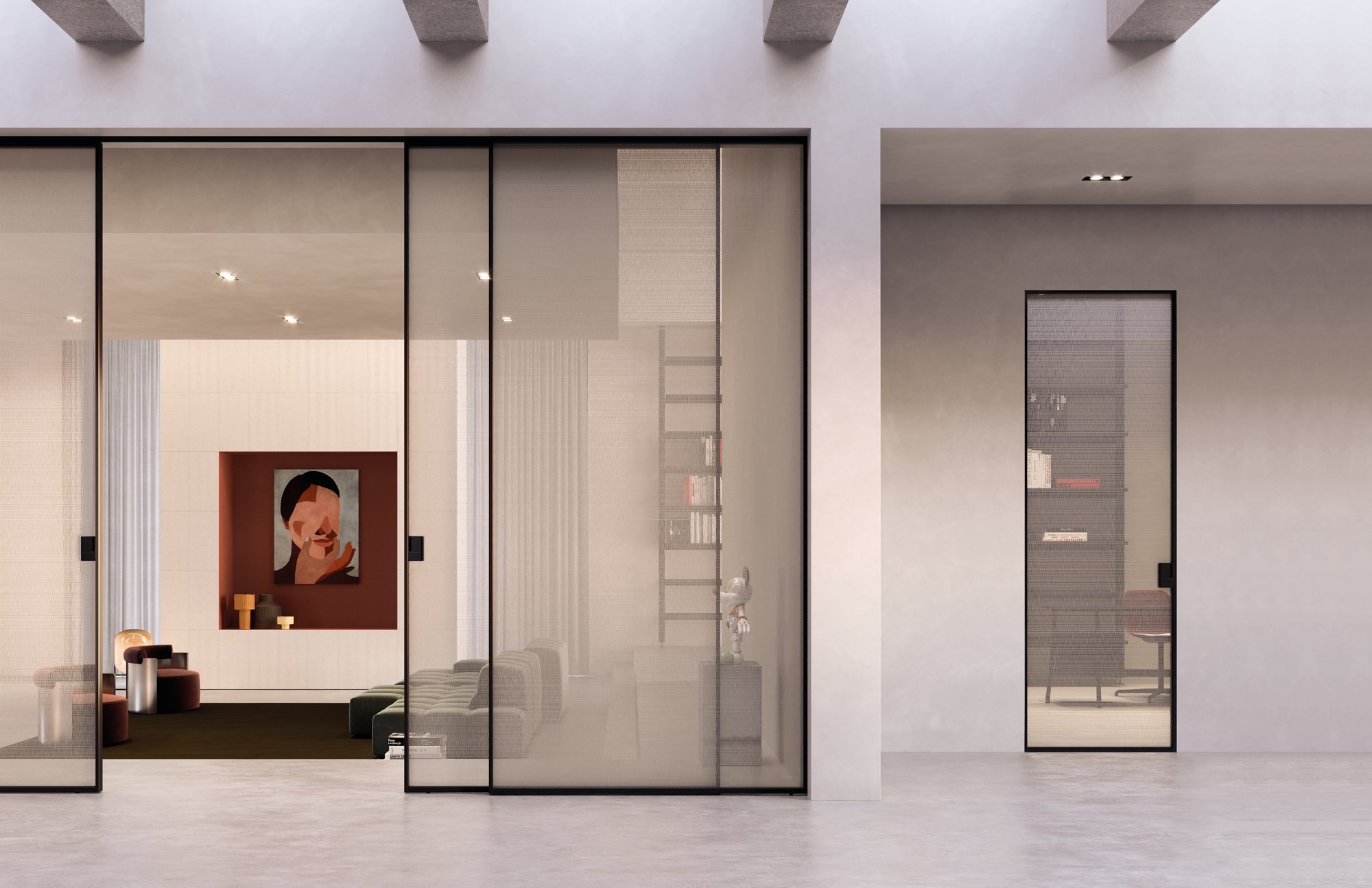 Porta in vetro scorrevole e battente